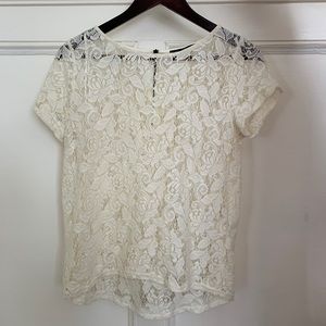 Zara Lace Short Sleeves Top w/ Exposed Zipper